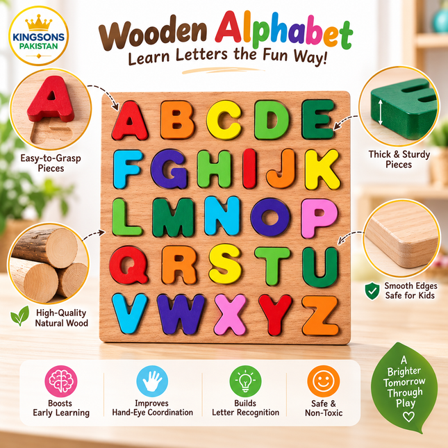 Wooden ABC Alphabet Puzzle Board for Kids – Montessori Learning Toy