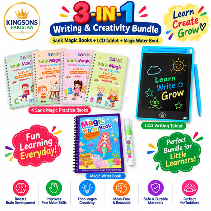 3-in-1 Writing & Creativity Magic Books + LCD + Water Book