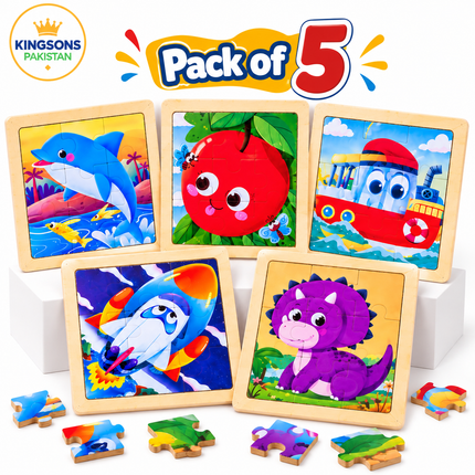 Pack of 5 Wooden Jigsaw Puzzle Set for Kids