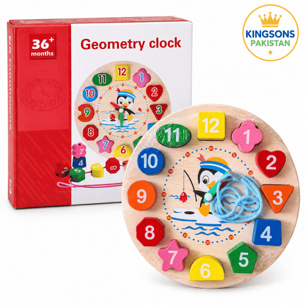 Wooden Geometry Learning Clock & Shape Sorter
