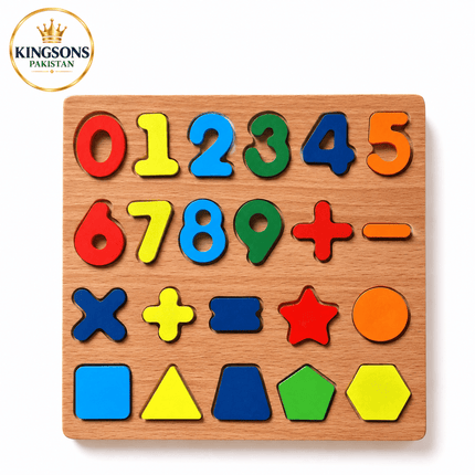 Wooden Numbers & Math Puzzle Board