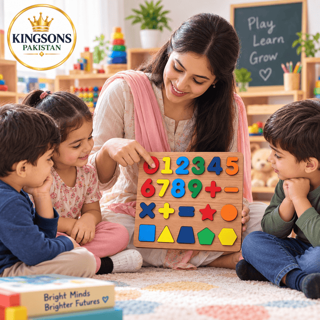 Wooden Numbers & Math Puzzle Board