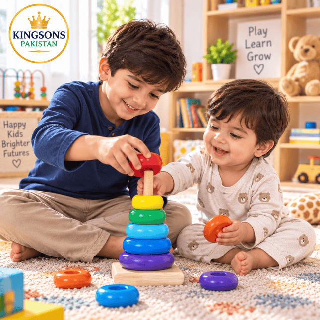Wooden Rainbow Ring Stacker