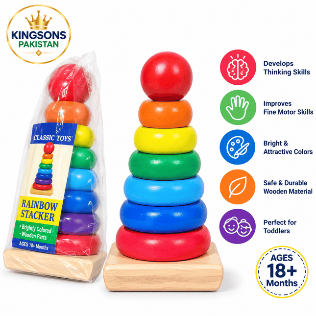 Wooden Rainbow Ring Stacker